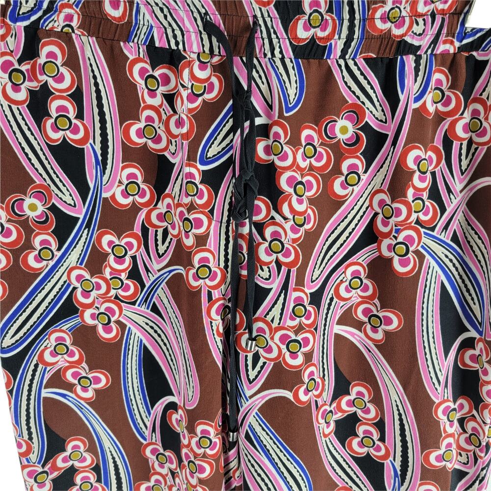 Trina Turk Berta Silk Floral Pants Cover Up Red Drawstring Size S - Picture 5 of 7